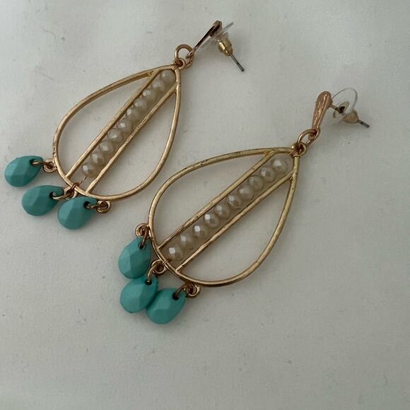 Ashley Cooper Dangle Crystal turquoise Earrings - Picture 6 of 8